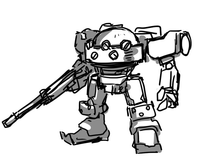 昔ホビージャパンで短期でノベル付きのジオラマかなんかで連載してた(と思う)こういうロボットいたよね?誰か名前とか覚えてない? この前一回思い出したんだけどまた忘れちゃった…