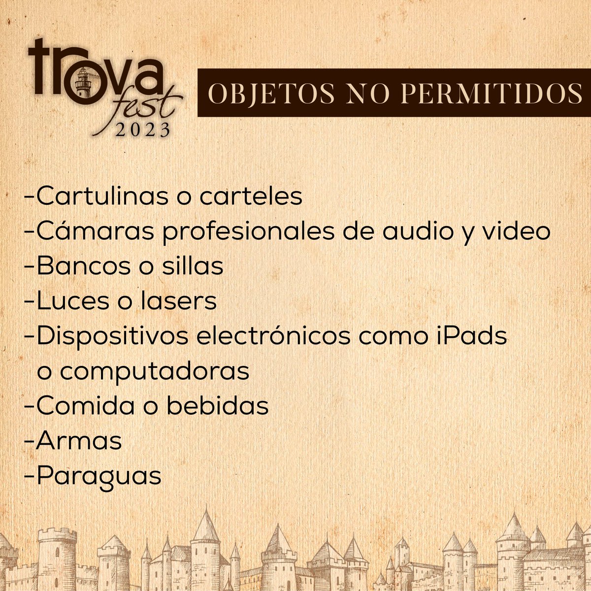 ⚠️ ATENCIÓN ⚠️ estamos a unos días del #Trovafest2023 y si ya tienes tus boletos o los vas a comprar esta información te será de ayuda para tu viaje. Cualquier duda estamos contestándote vía inbox. ¡TE ESPERAMOS!

#Trovafest 🎶