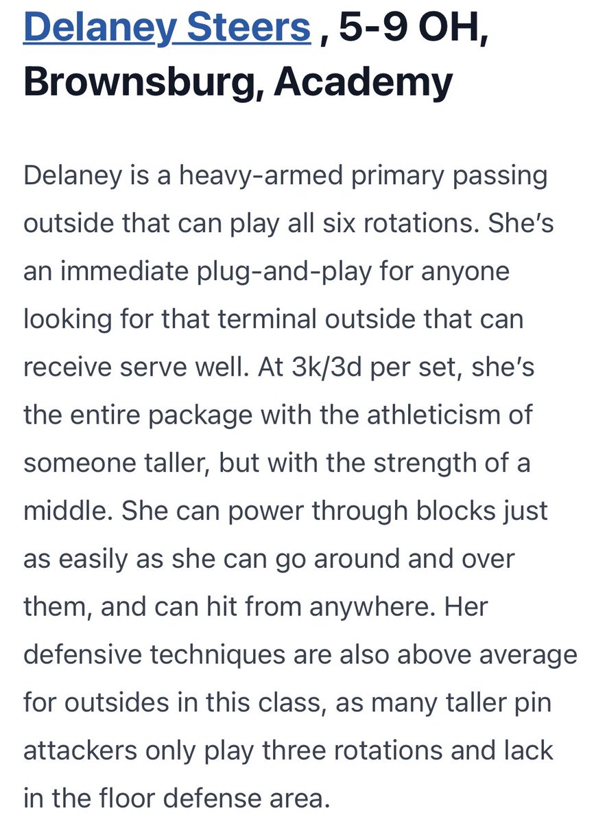 The Academy Volleyball Club Recruiting (@tavcrecruiting) on Twitter photo Five Available Recruits In The Class Of β25 via <a href="/PrepDigIN/">Prep Dig Indiana</a>
βͺοΈ Delaney Steers, <a href="/TheAcademyVB/">The Academy Volleyball Club</a> 17 Tsunami Five Available Recruits In The Class Of β25 via <a href="/PrepDigIN/">Prep Dig Indiana</a>
βͺοΈ Delaney Steers, <a href="/TheAcademyVB/">The Academy Volleyball Club</a> 17 Tsunami