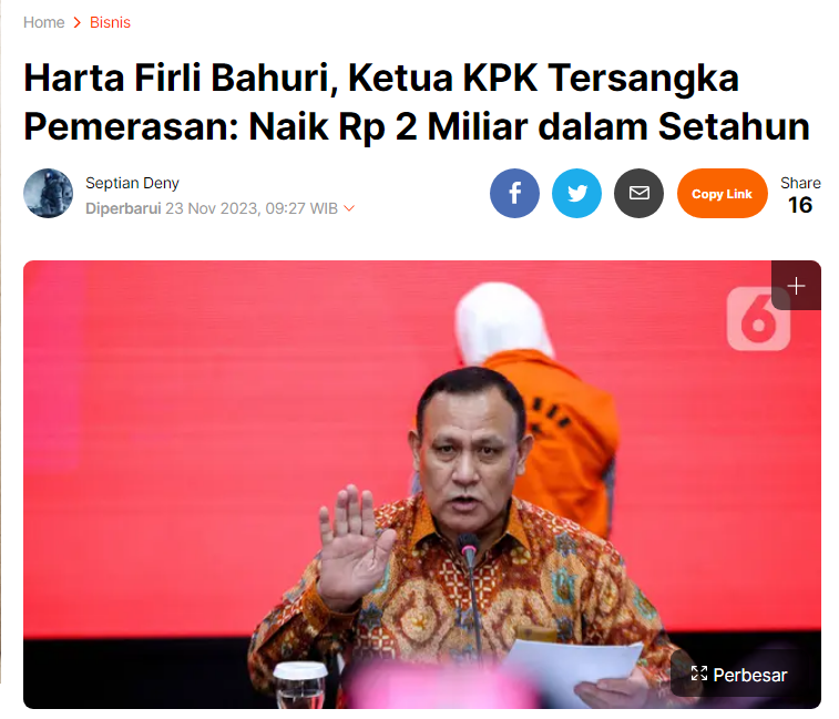 mardigu024's tweet photo. Gaji ketua KPK ternyata jumbo, gaji+tunjangan total 123,9 juta. Dalam setahun 1,4 Miliyar!

Asumsi aja gaji dari ketua KPK dibiyarin alias ga dipake. Masih ada selisih 600 juta dari melonjaknya harta kekayaan si F

Kira-kira ada pendapatan lain dari mana ya? https://t.co/8ewk1m4BH8