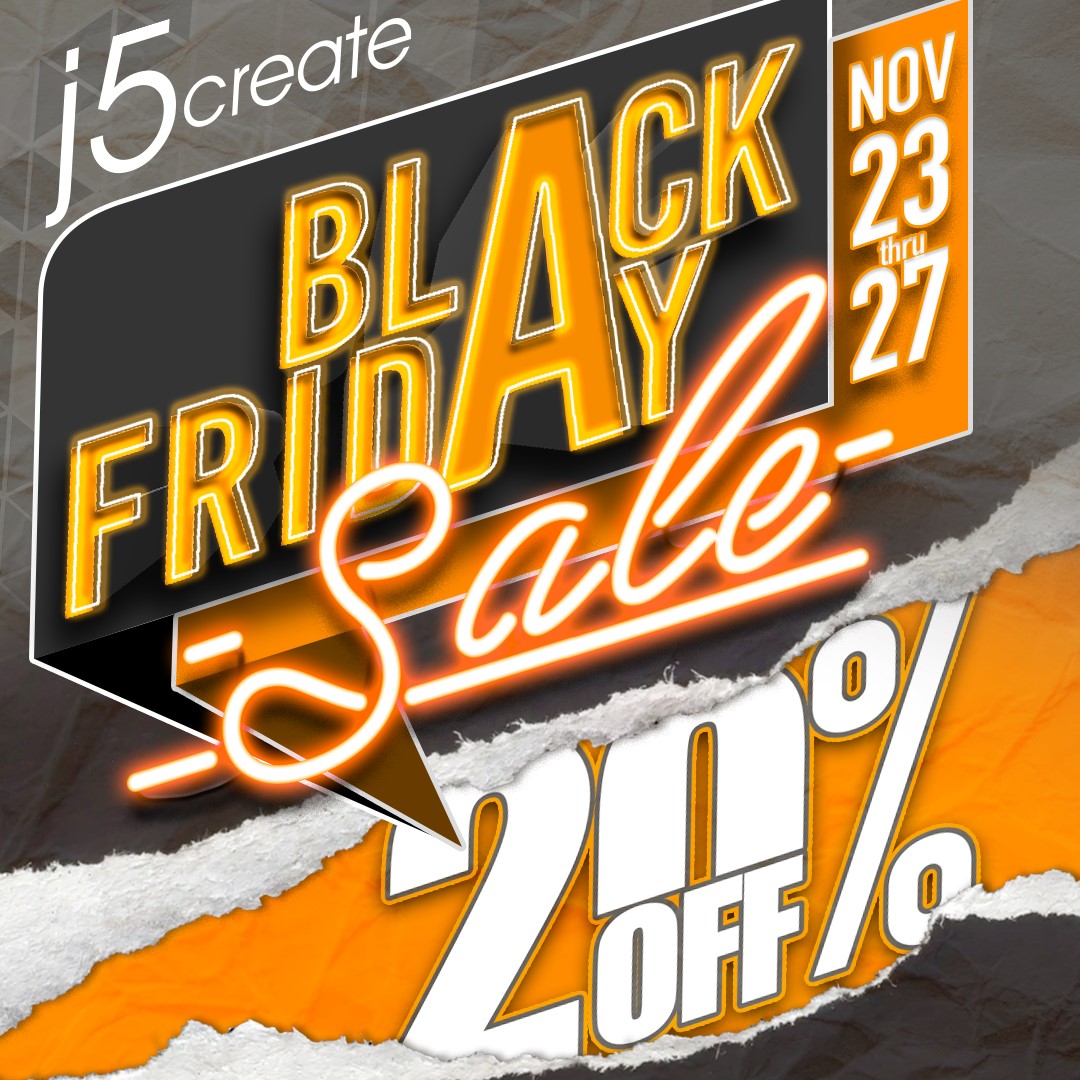 j5create's tweet image. Don’t miss our Black Friday sale! 20% off sitewide at checkout. Happy shopping from j5create!
en.j5create.com