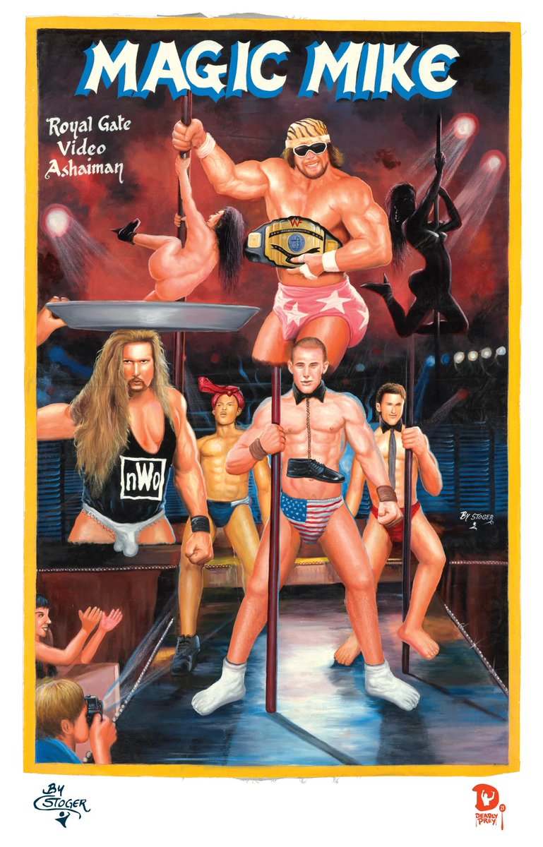 This hand painted poster of Magic Mike from Ghana is incredible. I dont know why Randy Savage is there. I dont know why Kevin Nash is in an nWo shirt with his balls hanging. I just know I love it.