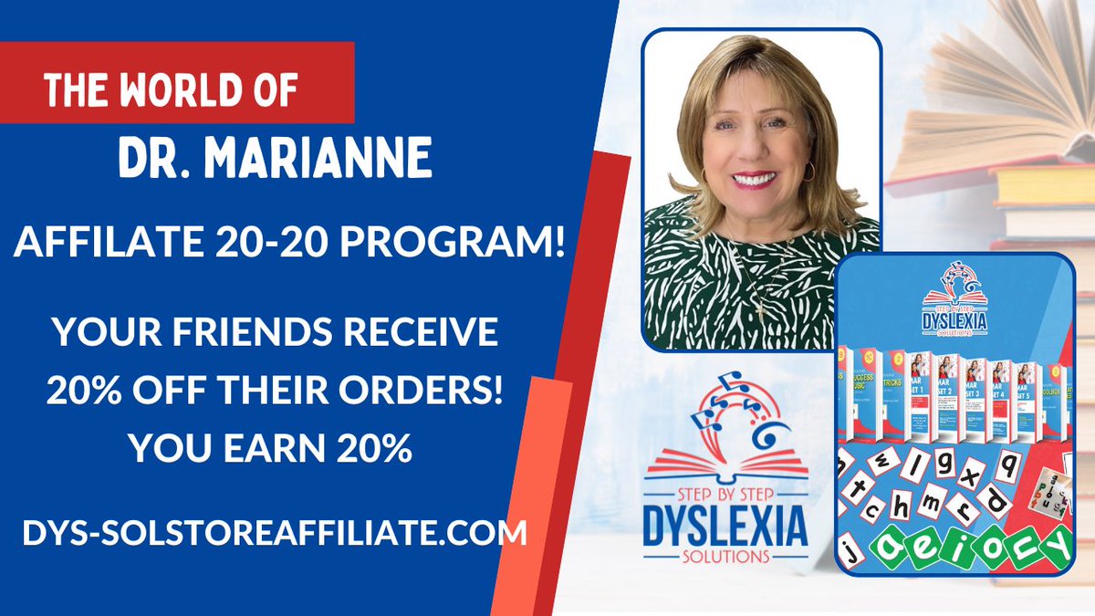Earn 20% and your friends save 20% on their orders! See this link now!
#dyslexiawellbeing #decodingdyslexia #dyslexia #SPED #dysgraphia #auditoryprocessing #earlydyslexiascreen #auditoryprocesdsingdeficits  #DrAmen #RodneyAllenRippy #DrMarianneWolfe
dys-solstoreaffiliate.com
