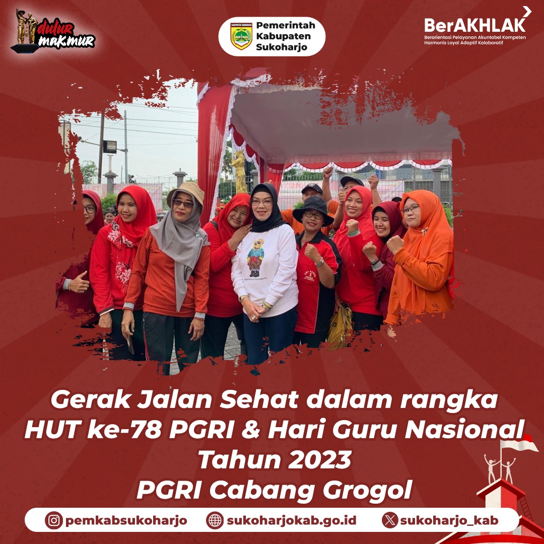 sukoharjo_kab's tweet photo. Dulur Makmur,
Bupati Sukoharjo @Hj_EtikSuryani mengikuti Gerak Jalan Sehat dalam rangka HUT ke-78 PGRI & Hari Guru Nasional Tahun 2023, bertempat di Halaman Transmart Solobaru Sukoharjo, Kamis (23/11/2023).
#sukoharjomakmur
#gerakjalansehat
#hutke-78PGRI
#harigurunasional https://t.co/E4BTePkjGw