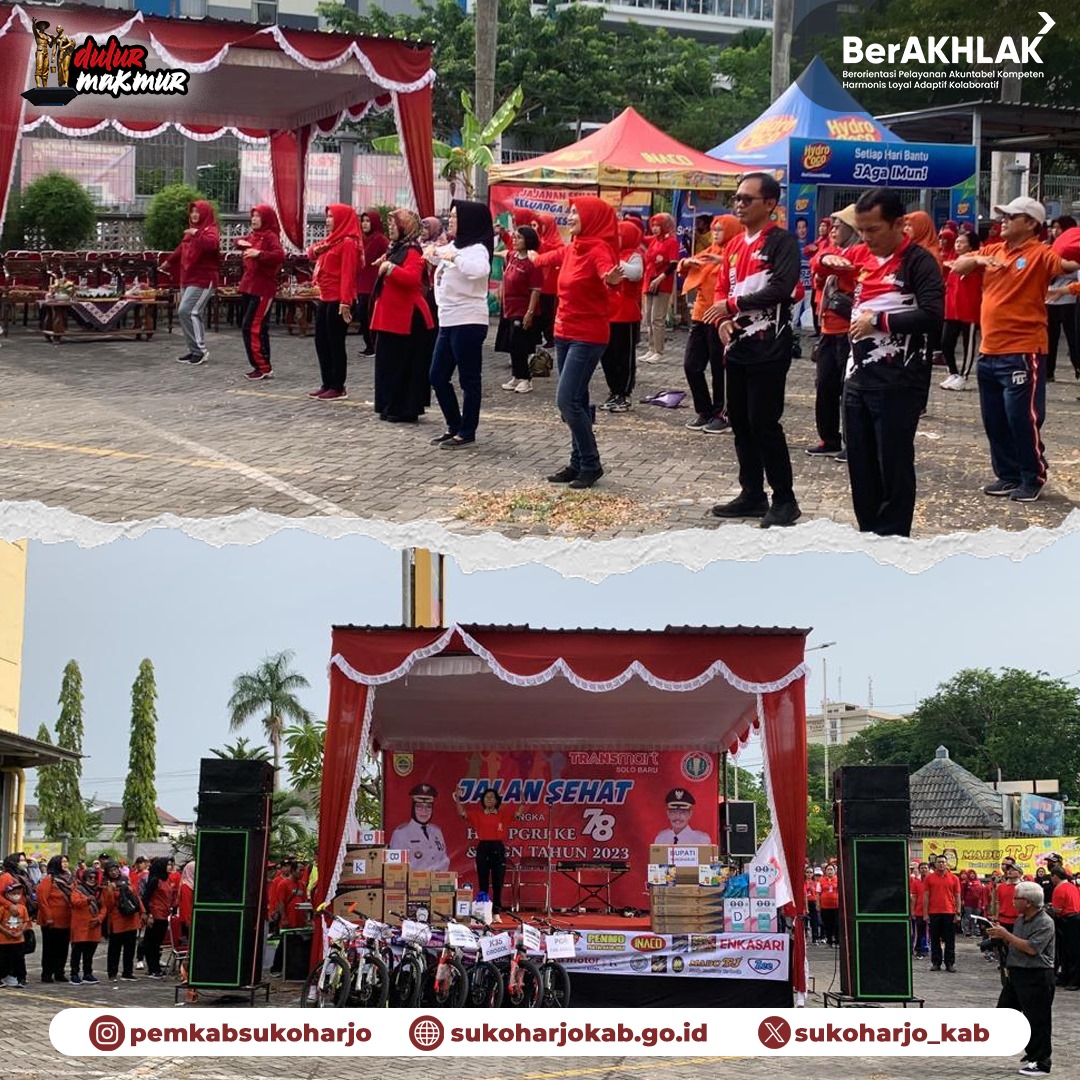 sukoharjo_kab's tweet photo. Dulur Makmur,
Bupati Sukoharjo @Hj_EtikSuryani mengikuti Gerak Jalan Sehat dalam rangka HUT ke-78 PGRI & Hari Guru Nasional Tahun 2023, bertempat di Halaman Transmart Solobaru Sukoharjo, Kamis (23/11/2023).
#sukoharjomakmur
#gerakjalansehat
#hutke-78PGRI
#harigurunasional https://t.co/E4BTePkjGw