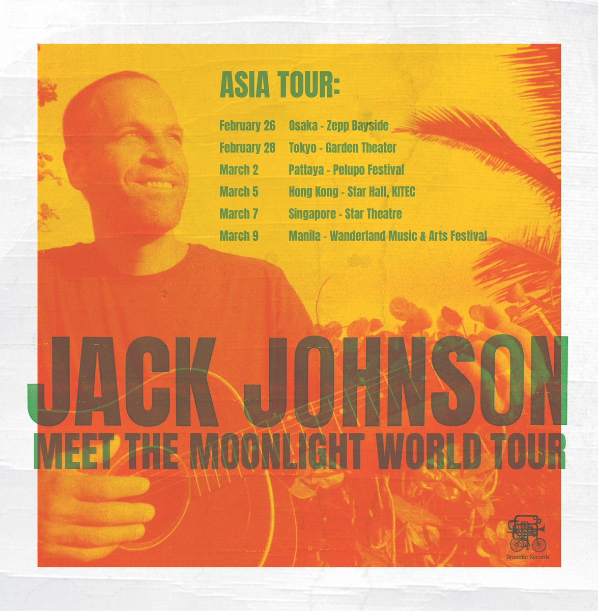 Tickets go onsale this week for Jackʻs first ever tour stop in Hong Kong. Presales start on the 29th, and general onsale is on the 30th. Tickets for all other shows on the tour of Asia are on sale now. jackjohnsonmusic.com