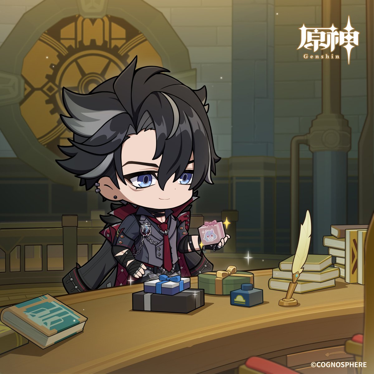 #原神_キャラ生誕祭
【リオセスリ生誕祭】
「看護師長か？…それともその友人のメリュジーヌか？誰かは知らないが、祝福はしかと受け取った」