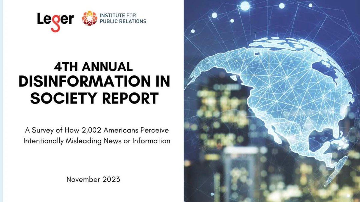 📑 2023 #IPR #Disinformation in Society #Repor is now available 📑 

Spoiler: misinformation and disinformation are perceived as more pressing threats than critical issues such as border security, climate change, and terrorism...

Read the full report ➡️  buff.ly/3sQFXLN