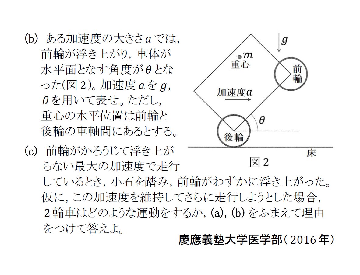 剛体にはたらく力 7】 走行する2輪車の加速と減速(実戦問題) 添付