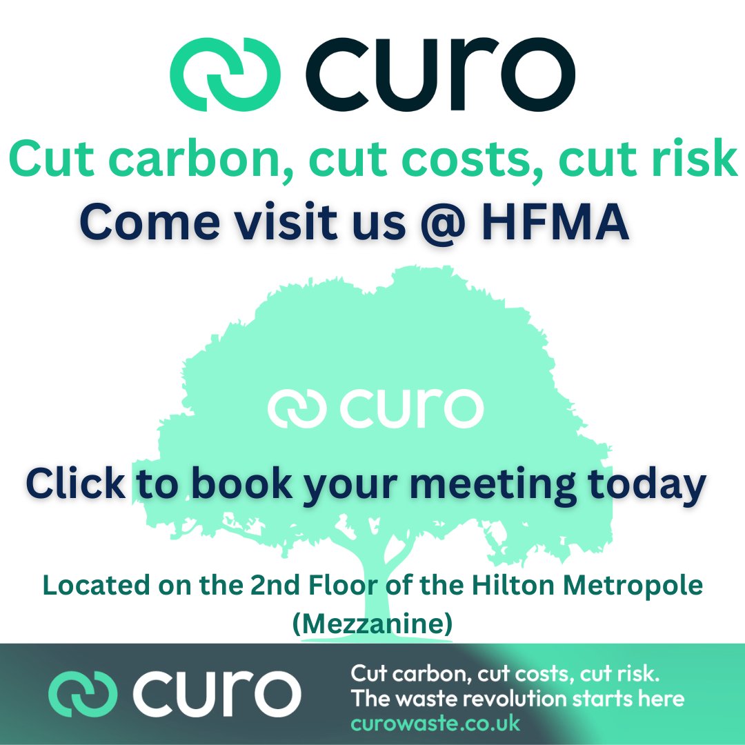 Join us at HFMA, December 4-8th, at the Hilton Metropole's 2nd floor Mezzanine! 🌟 Schedule your meeting with Curo and explore how we help cut carbon, costs, and risk for your Trust. Click here lnkd.in/emj6vGrY to reserve your spot. #SustainableHealthcare #HFMAEvent