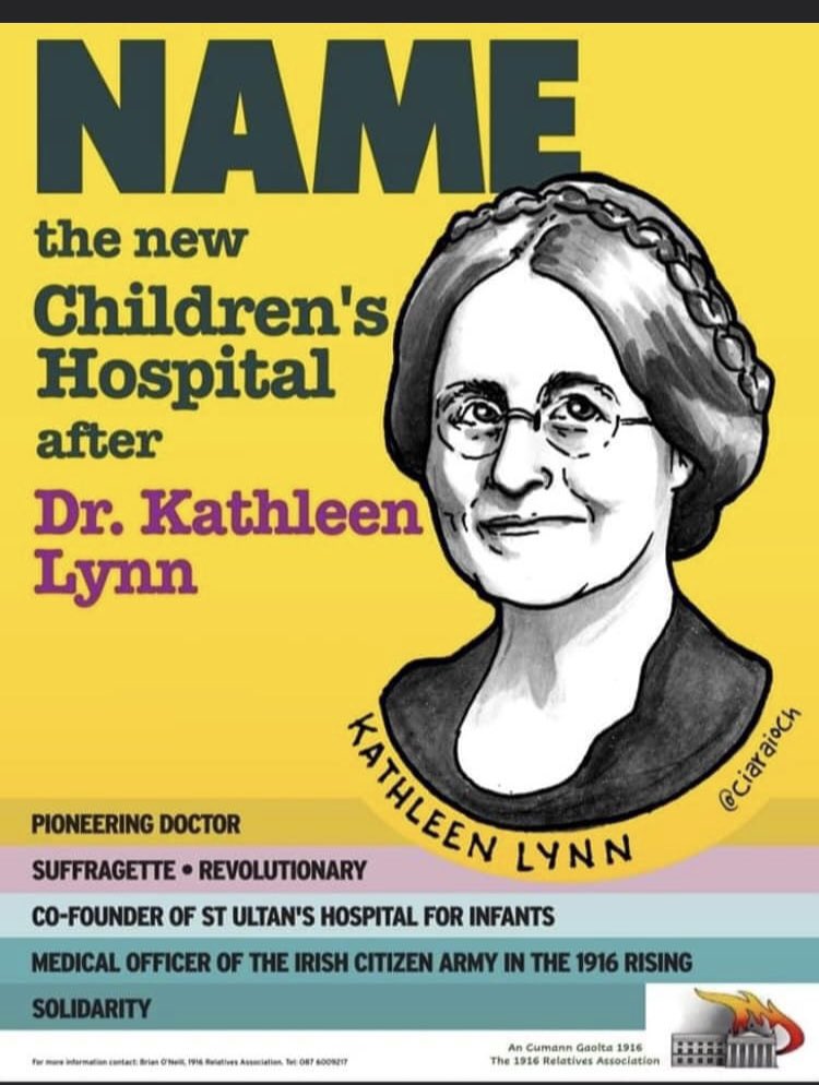 Name the new national children’s hospital after Dr Kathleen Lynn - sign the petition here - my.uplift.ie/petitions/chil… Thanks to the wonderful @Ciaraioch for the poster #kathleenlynn