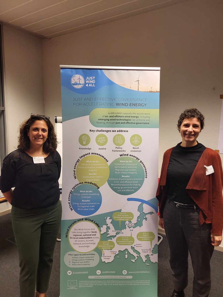 📸A great photo of our coordinator @drifteur and partner @ICTA_UAB enjoying the Wind Energy Cluster Workshop, organised by @cinea_eu, and engaging with other #windenergy projects, sharing insights and looking for future collaborations 💡🍃