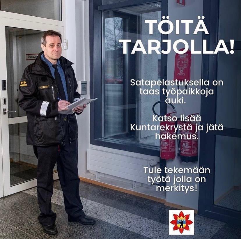 sata_pelaeh's tweet photo. Töitä tarjolla! Meillä on Kuntarekryssä haettavana seuraavat virat:
2 toistaiseksi voimassa olevaa ja 1 määräaikainen palomestarin virka Ala-Satakunnan päivystysalueella sekä 1 turvallisuuskouluttajan virka.
Hakuaika -> 7.12.2023 klo 15.00.
#satapelastus #rekry #somerekry https://t.co/R44hggedk9