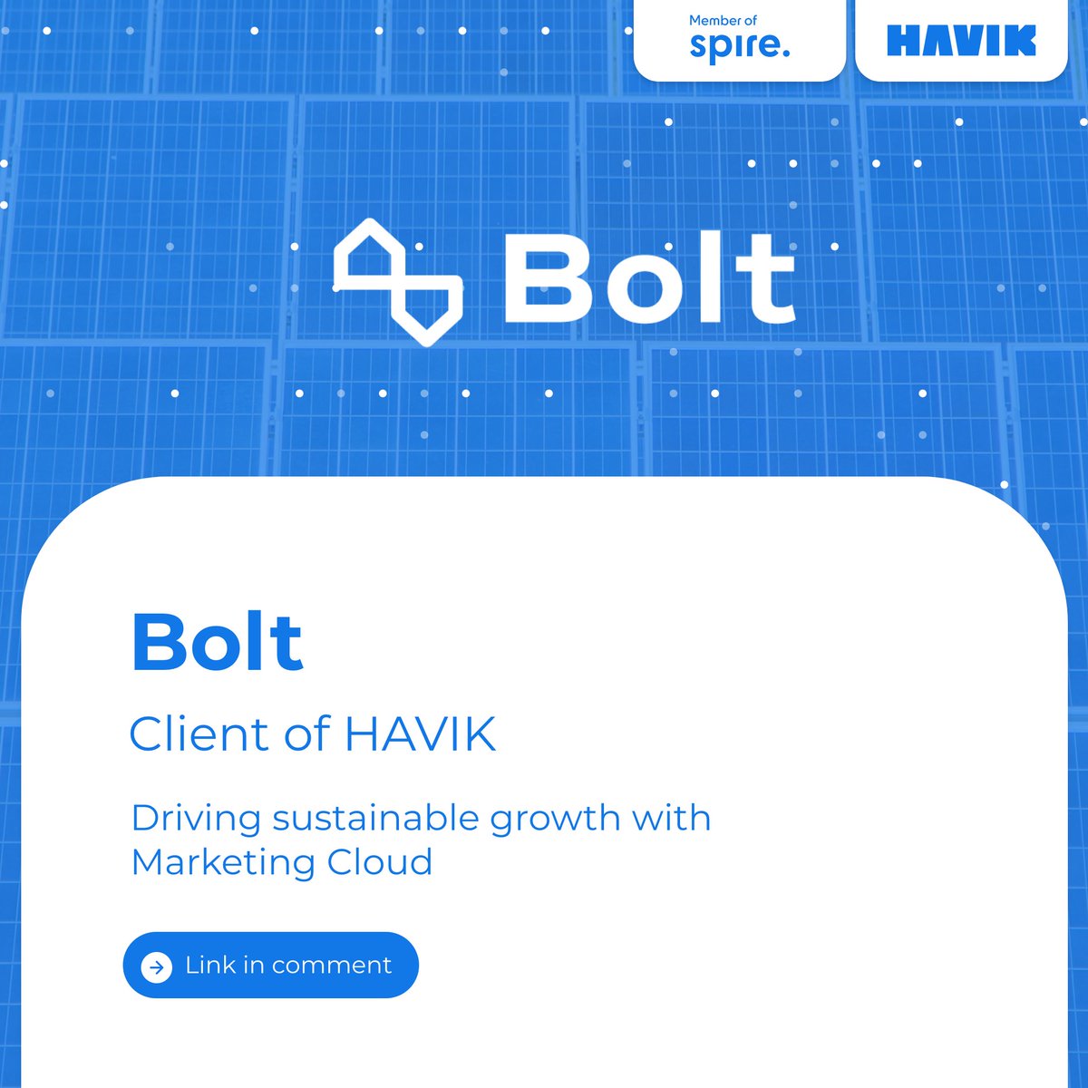 🌱🔌 Spire celebrates HAVIK's role in Bolt's green revolution! 🚀 Their #MarketingCloud expertise is powering sustainable growth in Belgium. 🌍💡Discover more via bit.ly/3QRC6pQ #Spire #Havik #SalesforcePartner #Salesforce