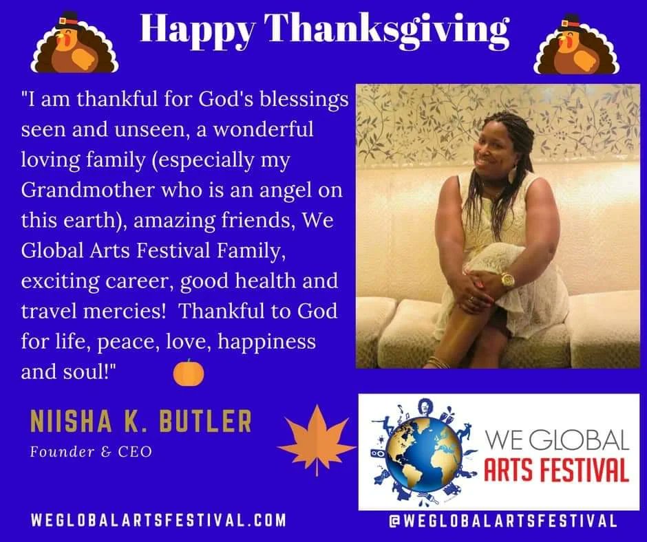 weglobalaf's tweet photo. Happy Thanksgiving! Never forget the blessings giving to us by GOD &amp; always remember 2 be thankful not only for the big things but the little things as well! Enjoy! Keep spreading  #globallove https://t.co/keclq81sla
