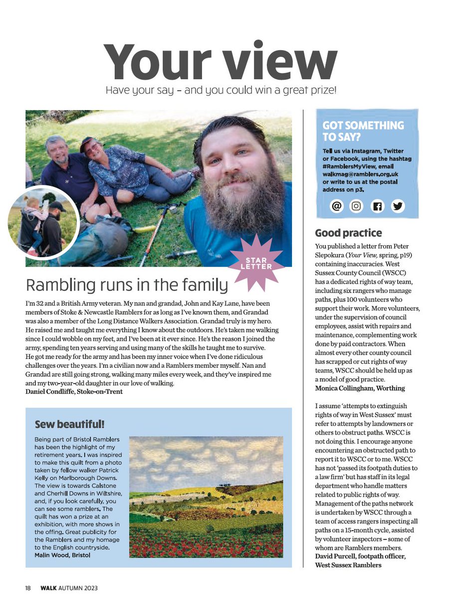WalkMagazine's tweet photo. Got something to say? Use the hashtag #RamblersMyView, or write to us at walkmag@ramblers.org.uk. We’d love to hear from you. https://t.co/gShkHit8Pm