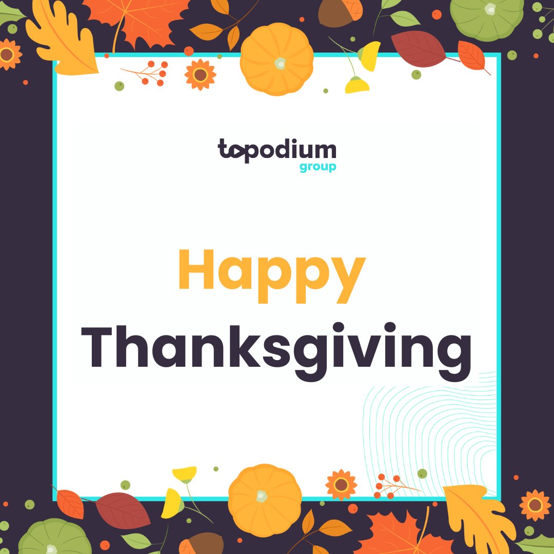 Happy #Thanksgiving, especially to our partners celebrating from across the pond today! 🇺🇸

At a time for giving thanks in our lives and celebrating the spirit of togetherness, we're #GivingThanks to all of our amazing partners! 🙌

#TopodiumGroup #HereForTheJourney