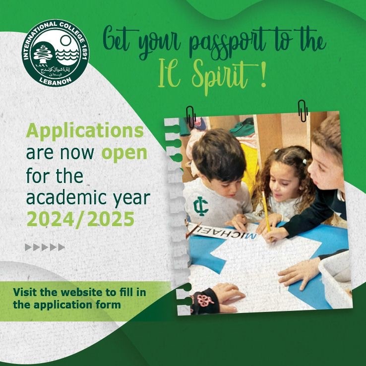 Applications are now open for the academic year 2024-25 at the Ain Aar & Ras Beirut campuses. The cutoff date to receiving applications for the PS/Nursery is set for Friday January 12, 2024. ic.edu.lb/admissions/app…