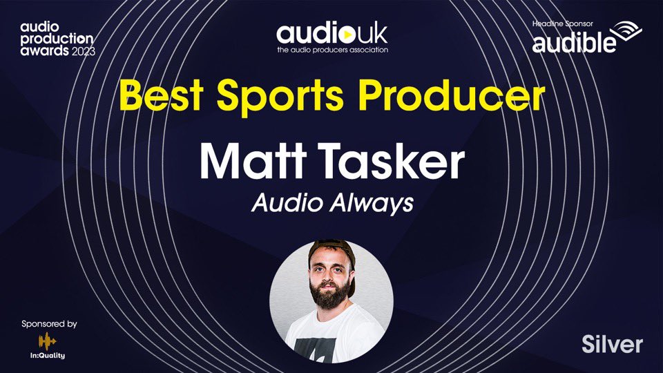 audioalways's tweet photo. 🥇🥈🥈
What a night at the #APAs2023 from @WeAreAudioUK -
🥇 GOLD - Best New Producer - @beckydixongreen
🥈 SILVER - Best Ensemble Cast - @williamhanson and @jordannorth1 for @sextedmyboss
🥈 SILVER - Best Sports Producer - @Taskereeno
Congratulations to all the winners! https://t.co/2CNi6e6O3U