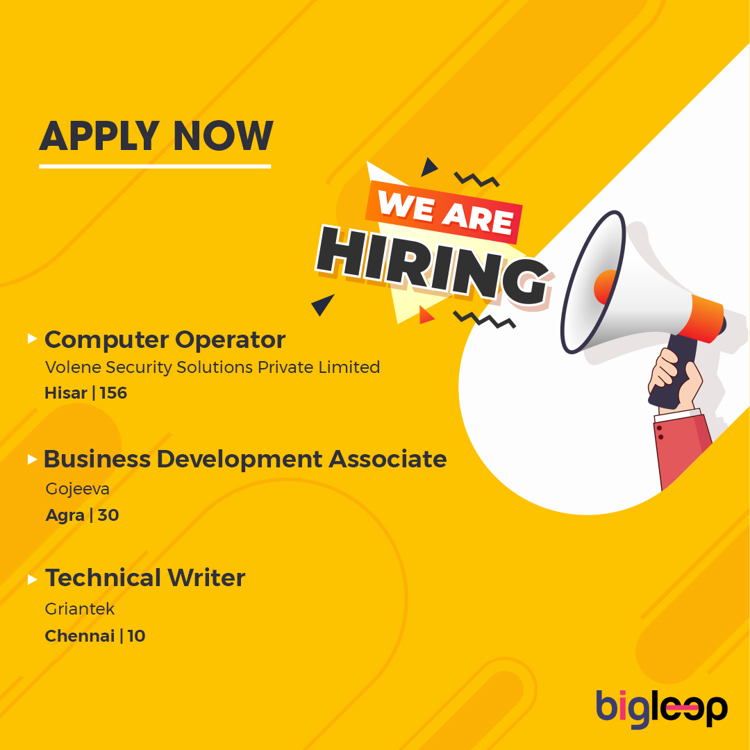 bigleep_india's tweet photo. Hello All Seekers,
Register Your profile on https://t.co/rwi70cjnvU & apply for better jobs in your location.
Apply Now: https://t.co/aruxe7eOUU
#jobalerts #jobs #jobsearch #hiring #jobseekers #career #ComputerOperatorJobs #technicalwriterjobs #businessdevelopmentassociatejobs https://t.co/46PbO2WPPL