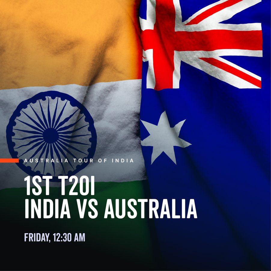 SmartBapp's tweet image. 🏏🔥 Exciting Cricket Alert! 

🚨 Don't miss the action in the 1st T20 International between India and Australia, happening this Friday at 12:30 AM! 🌐 Stay ahead of every thrilling moment and catch live updates with the SmartB app.

#CricketFever #IndvsAus  #SmartBApp