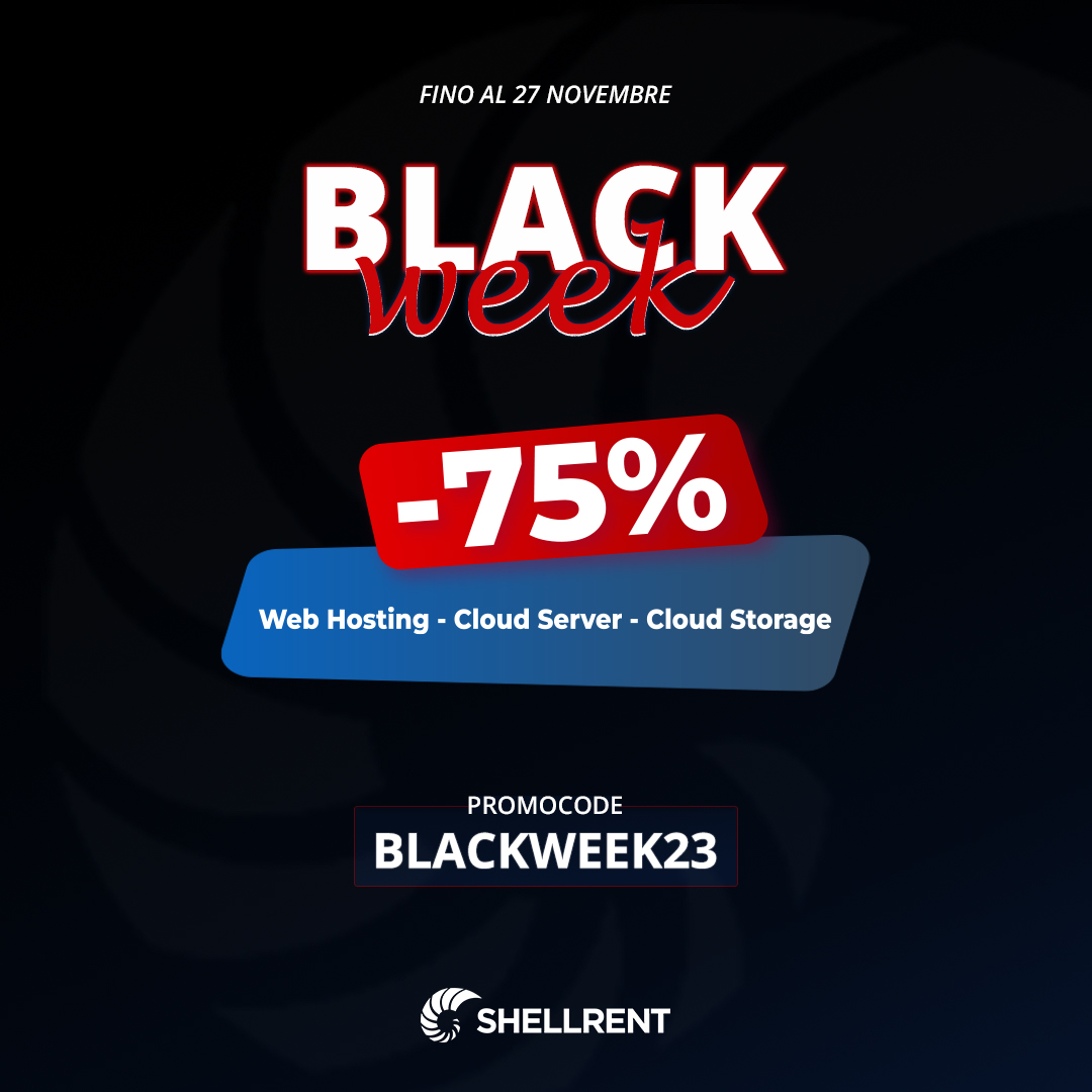 Shellrent's tweet image. ⏳Ultimi giorni di #BlackWeek!
💥75% di sconto su Hosting, Cloud e molto altro!
🔗Visita shellrent.com/black-week-23 per scoprire tutti i dettagli
#shellrent #hosting #cloud #server #blackfriday #cybermonday