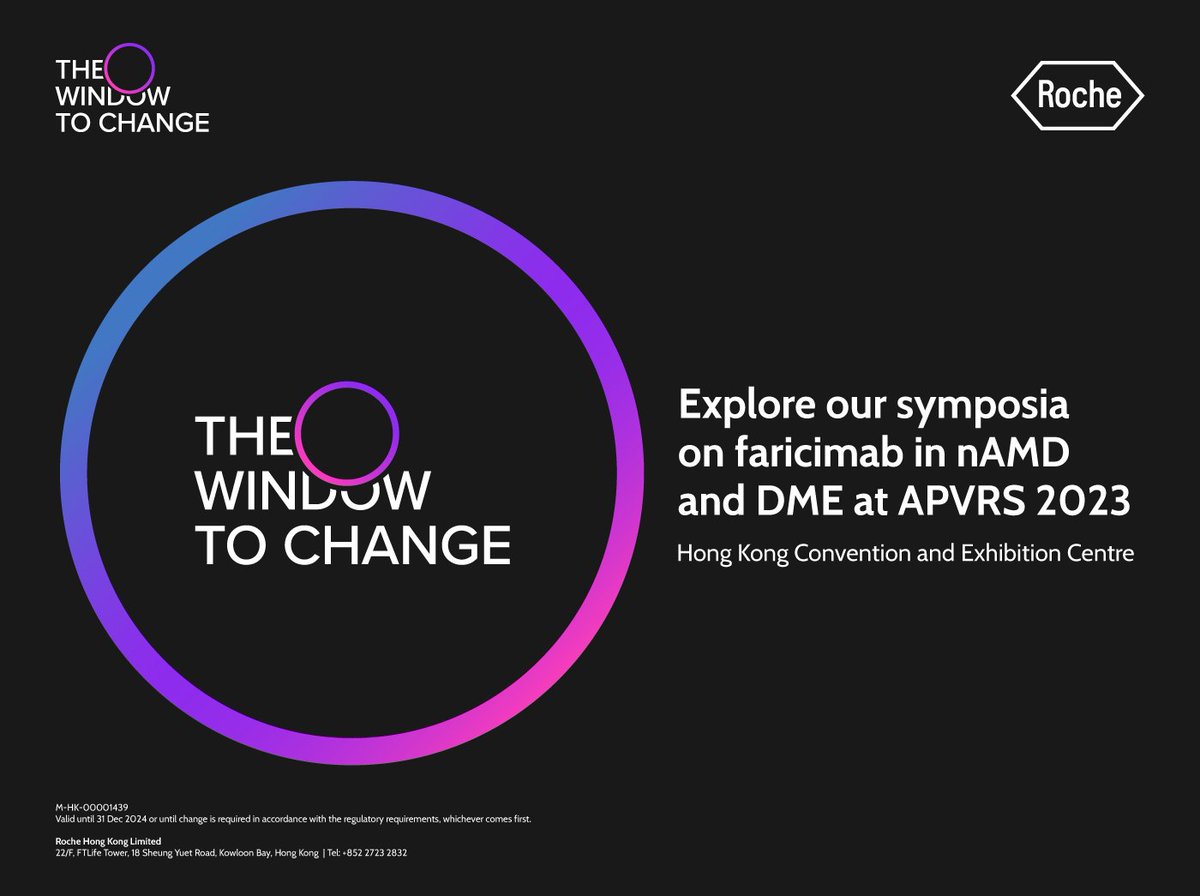 Join us on the 8th and 9th of December at APVRS 2023 and discover a new era in ophthalmology with Roche. Examine the evidence for faricimab from both clinical trials and real-world practice for patients with nAMD and DME.