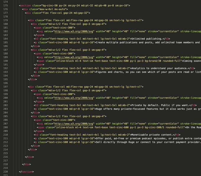 Tailwind now makes up +50% of my HTML markup https://t.co/UBIog3ea7w