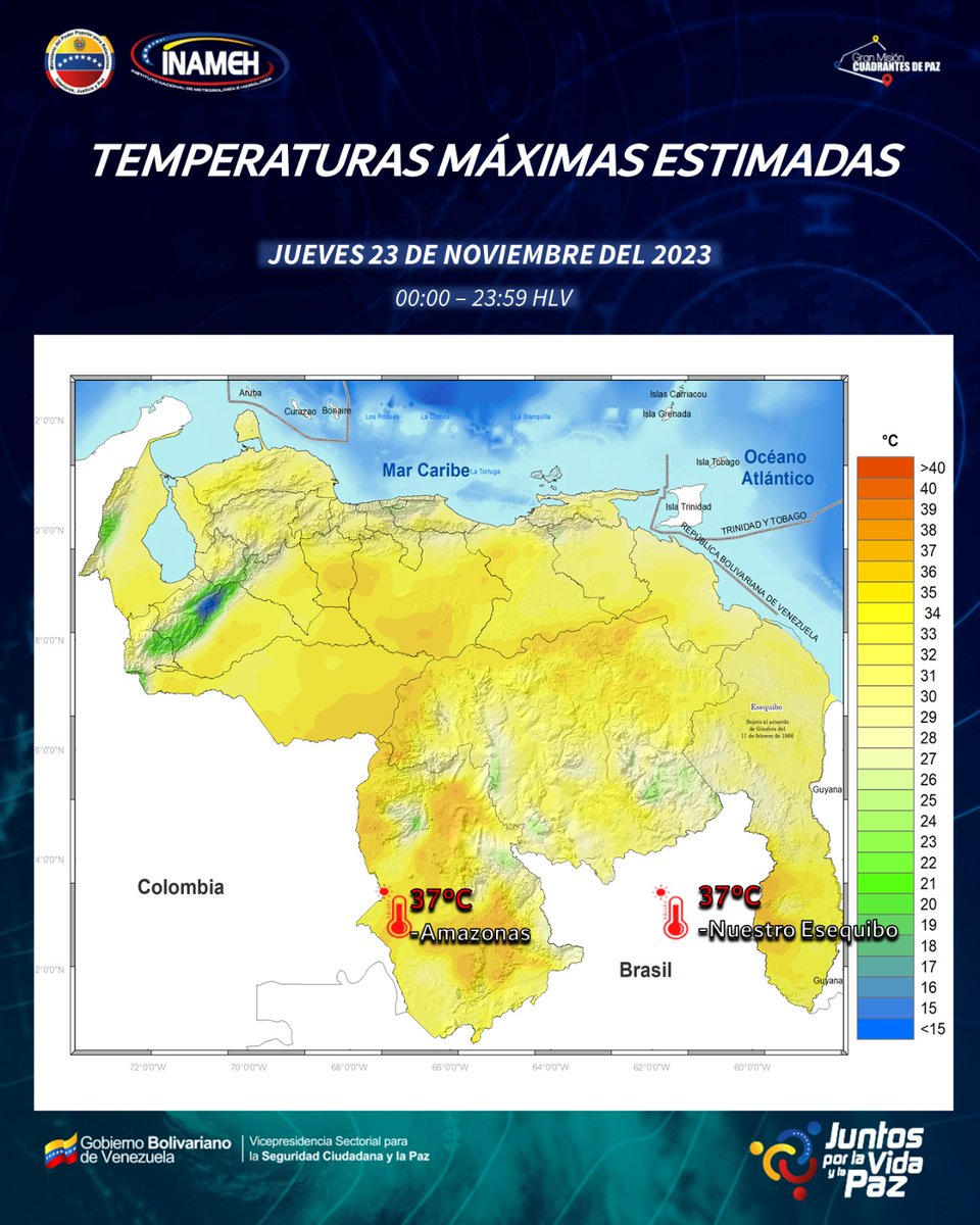 #23Nov #INAMEHInforma Temperaturas Máximas Estimadas #FelizJueves