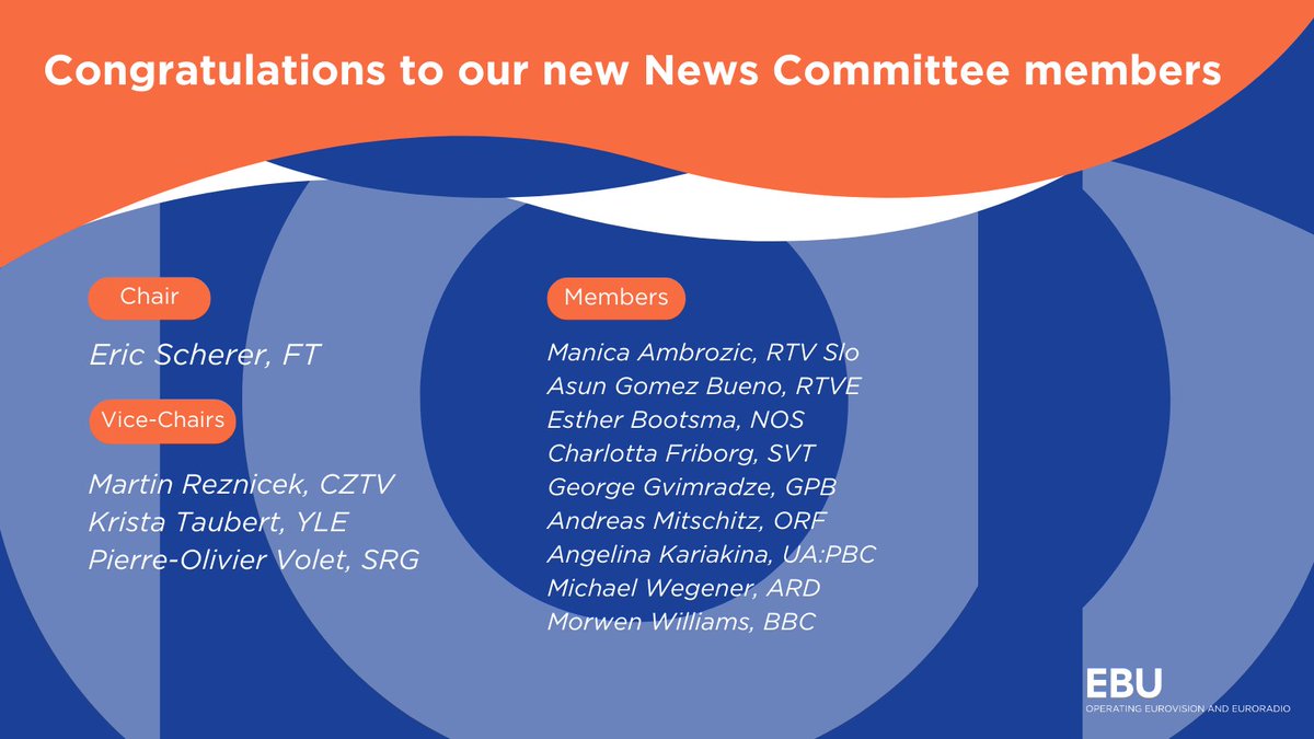 EBU_HQ's tweet photo. We've elected a new News Committee for a 2-year term ⬇️

🎉 CONGRATULATIONS to them all

#NewsAssembly23 https://t.co/73XByAg8sG
