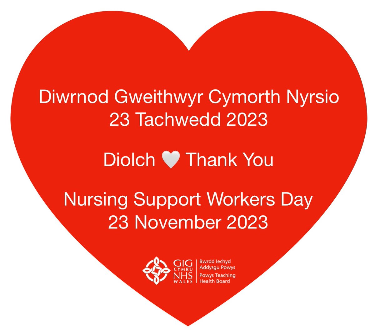 Thank you to all of our amazing Health Care Support Workers in Powys on Nursing Support Workers Day.

Diolch o galon yn bersonol i'n holl Weithwyr Cymorth Gofal Iechyd anhygoel ym Mhowys

#NursingSupportWorkersDay #DiwrnodGweithwyrCymorthNyrsio