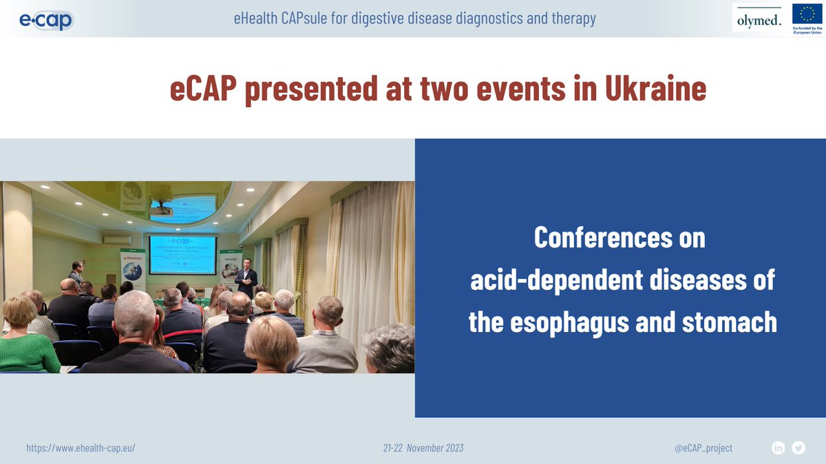 📢 This week <a href="/David93916772/">David Janelidze, PhD.</a> presented #eCAPproject at two conferences on acid-dependent diseases of the esophagus and stomach in Ukraine 🇺🇦. 

It was great to engage with gastroenterologists, endoscopists and GPs in Dnipro and Kryvyi Rih 👨‍⚕️👩‍⚕️.

#GERD #horizoneurope #healthcare