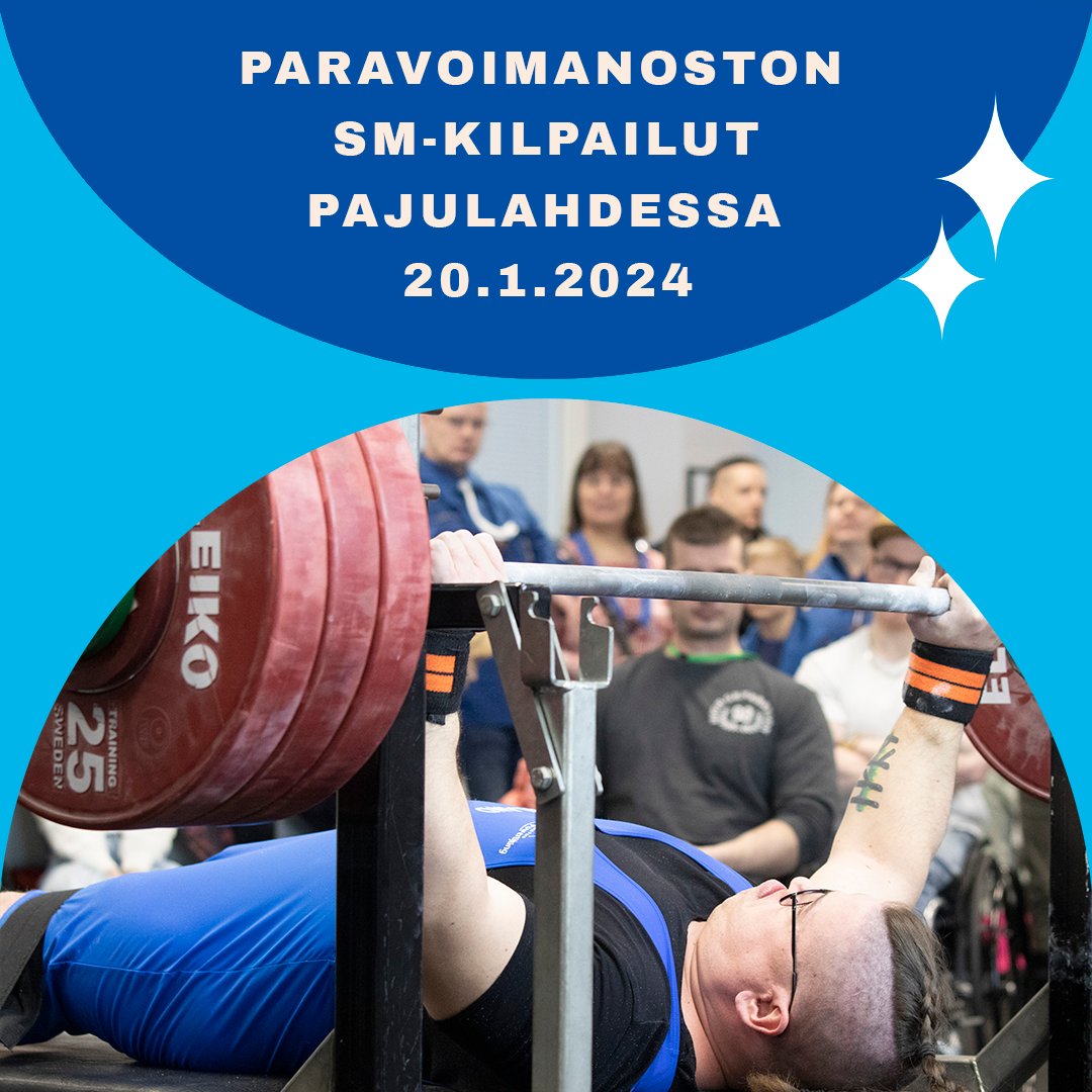 Paravoimanoston avoimet SM-kilpailut käydään jo perinteeksi muodostuneeseen tapaan lauantaina 20.1.2024 Pajulahdessa paraurheilun kansainvälisen Pajulahti Games -tapahtuman yhteydessä.

Lisätiedot ja ilmoittautumiset: paralympia.fi/tapahtuma/1087…

#paraurheilu #voimanosto