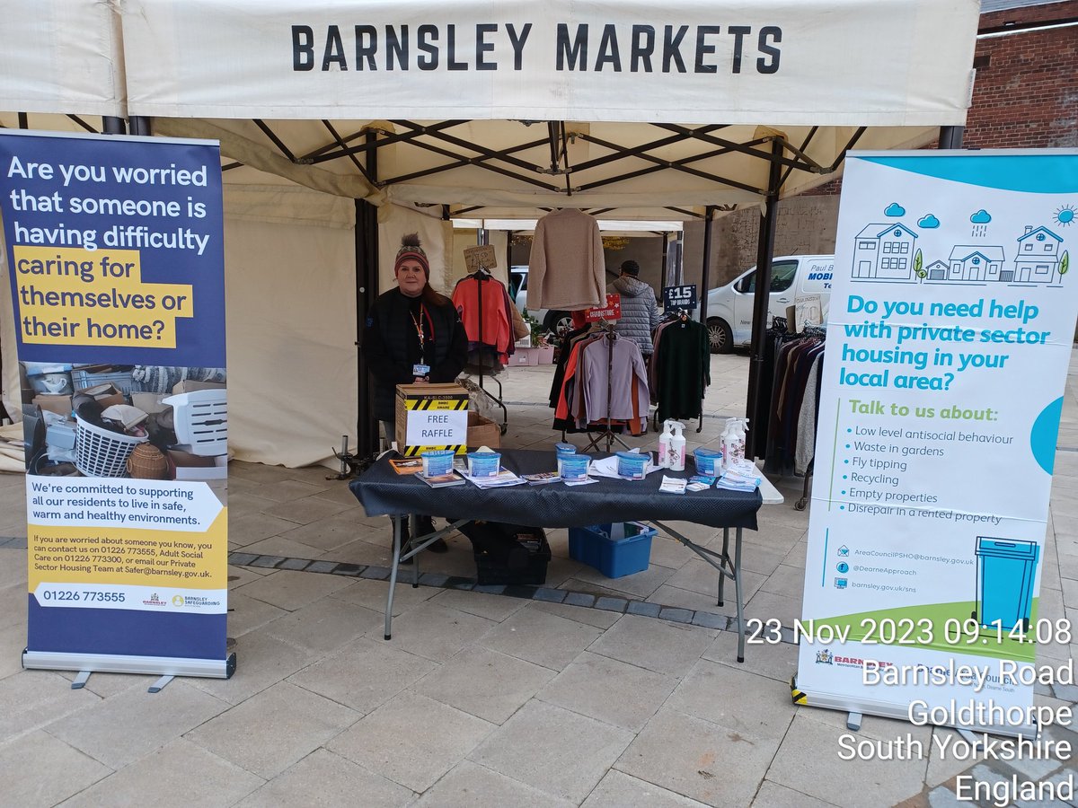 FrisbyKev's tweet photo. Private sector housing officers from Barnsley Council  are at Goldthorpe Market till noon for information and advice https://t.co/os7JpyLoLW
