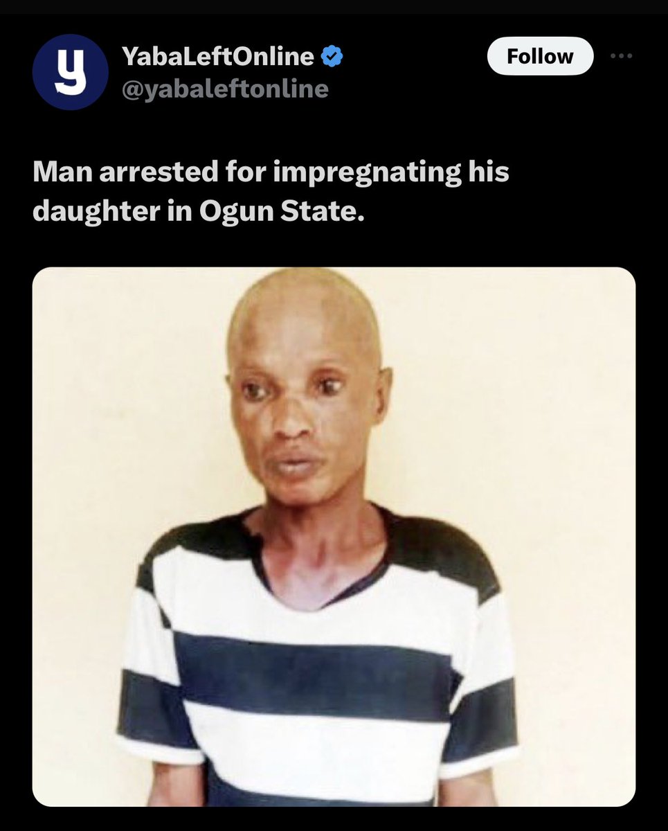 Osemmuo's tweet photo. Breaking news: A yoruba man just impregnated his own daughter in Ogun state .Don’t forget the ogun state and Ibadan which is yoruba land is the place were all sorts of evils is happening. Both rituals killings, skull hunting and human parts business is thriving there in #yourba https://t.co/VJWnCE5nVW