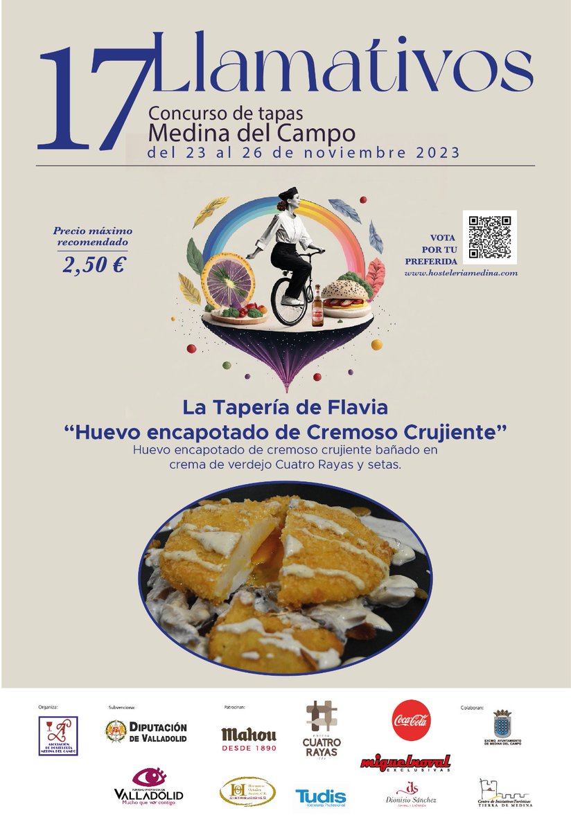 hosteleriamdc's tweet image. Que alegría , que alboroto ‼️,  ya está aquí #Llamativos2023 
¿Te atreves a probarlas todas 😍?
Visita nuestra web y mira que creación no te quieres quedar sin 😋

hosteleriamedina.com/17-concurso-de…
#tapas #pinchos #medinadelcampo #llamativos #concursopinchos #concursotapas