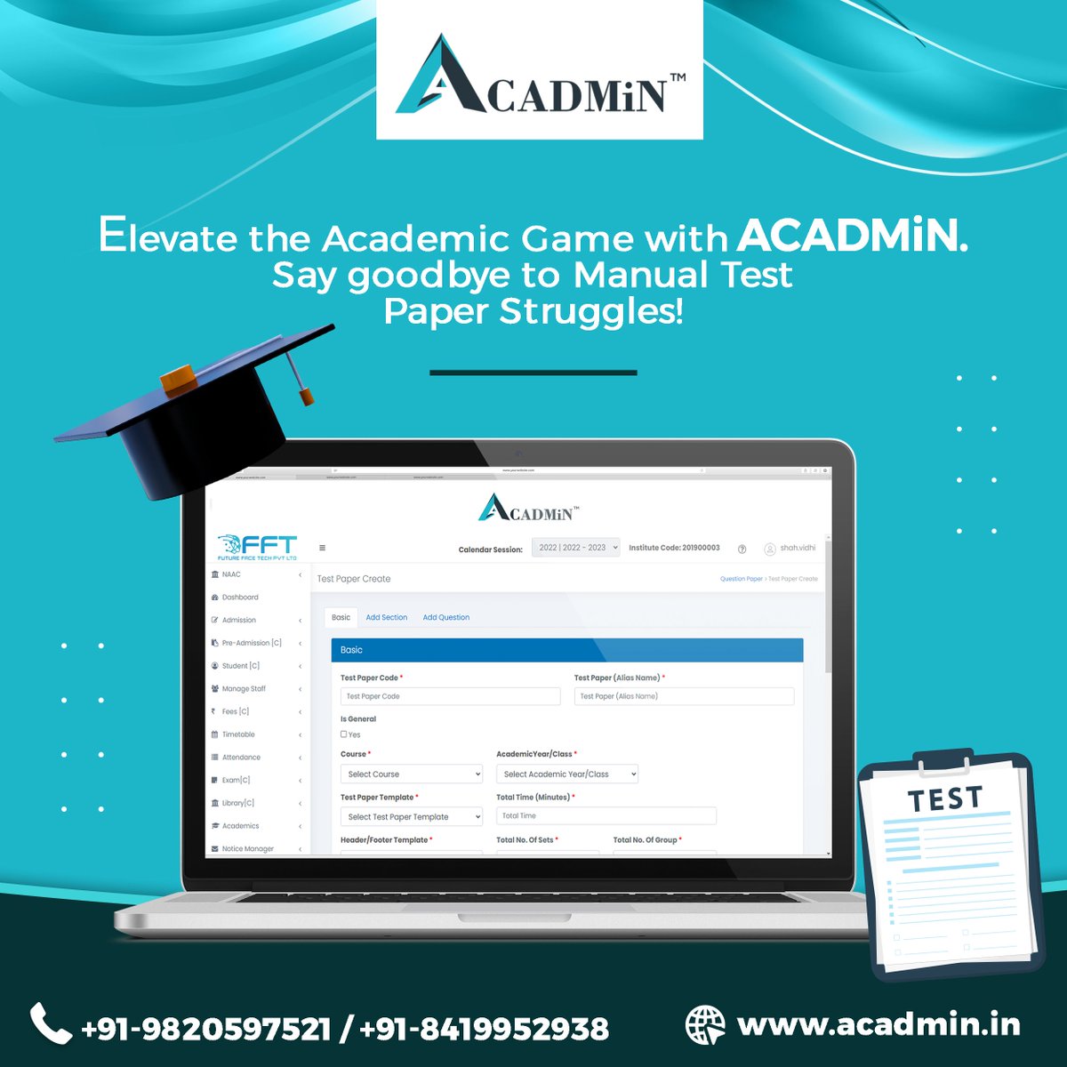 FutureTPartner's tweet photo. Level up your academic journey with ACADMiN,bidding farewell to the struggles of manual test papers📚✨
Tap for the link in the bio
                 or
Visit our official website
https://t.co/K1xAzw9QlC
#ACADMiN #cloudbased #erpsystem #educationerp #admission #Admissionmanagement https://t.co/NEO5YXj1xO