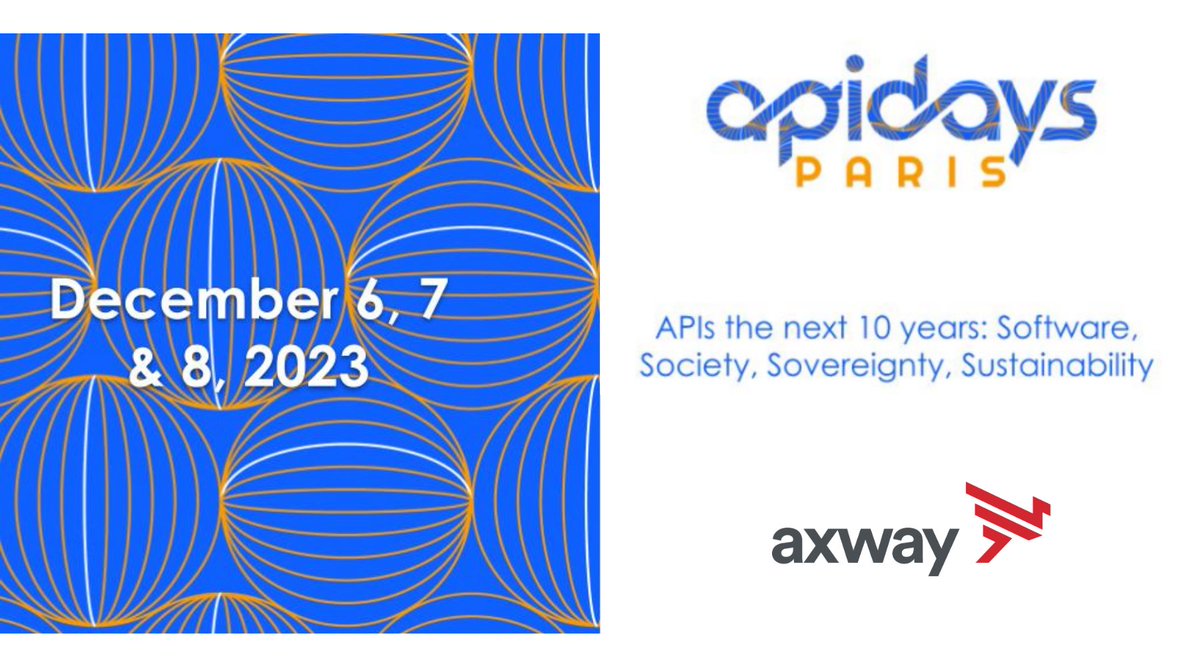 Axway is proud to be part of the community and a sponsor of #ApidaysParis from December 6-8, 2023, at the 📍 CNIT in Paris La Défense.

Join us and take part in our talks and workshops led by Axway's #API experts, including <a href="/e_methivier/">Emmanuel 〽️ethivier</a>. Register now! 🔽

bit.ly/3sP0ZKM