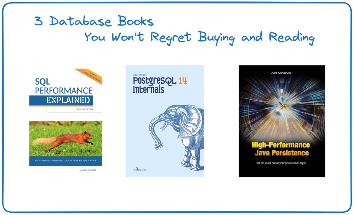 denismagda's tweet image. 3 Database Books You Won't Regret Buying and Reading
PostgreSQL 14 Internals by Egor Rogov: Postgres is becoming the Linux of databases, and this book is the best deep dive into the database internals. From storage and caching internals, to various locking and isolation methods,…