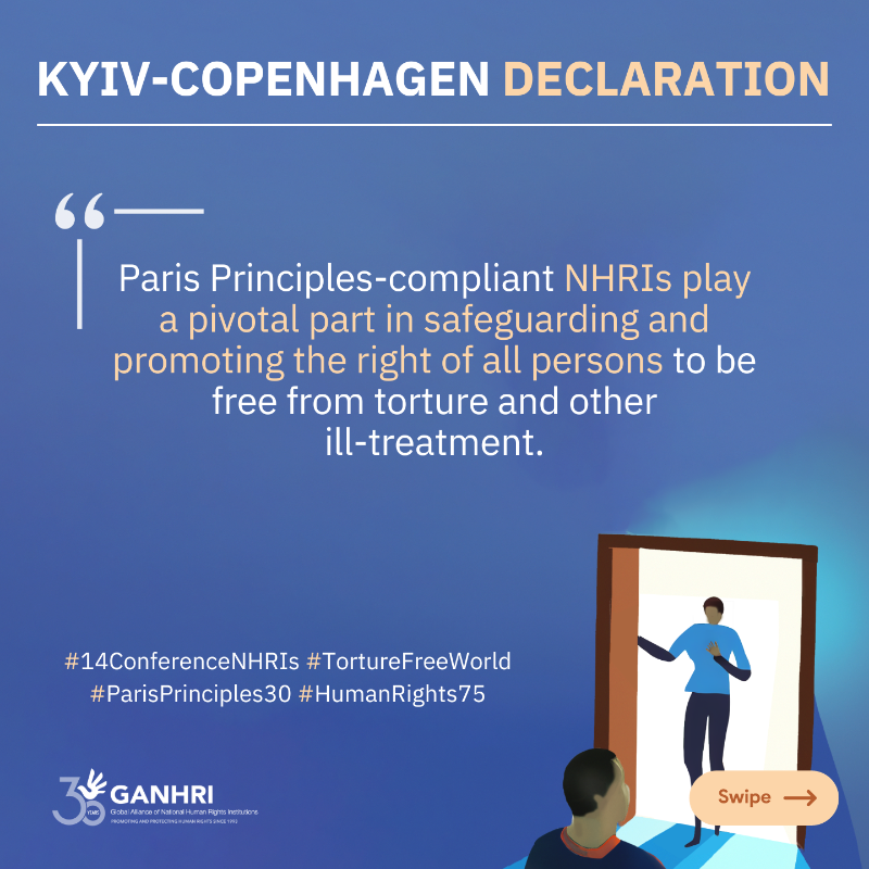 Ganhri1's tweet photo. Torture & other ill-treatment is prohibited under all circumstances, and without exception.
+80 #NHRIs committed to a victim-centered approach in their work by adopting the Kyiv-Copenhagen Declaration at #14ConferenceNHRIs.
Read it now👉https://t.co/4VwwdpjKV2
#TortureFreeWorld