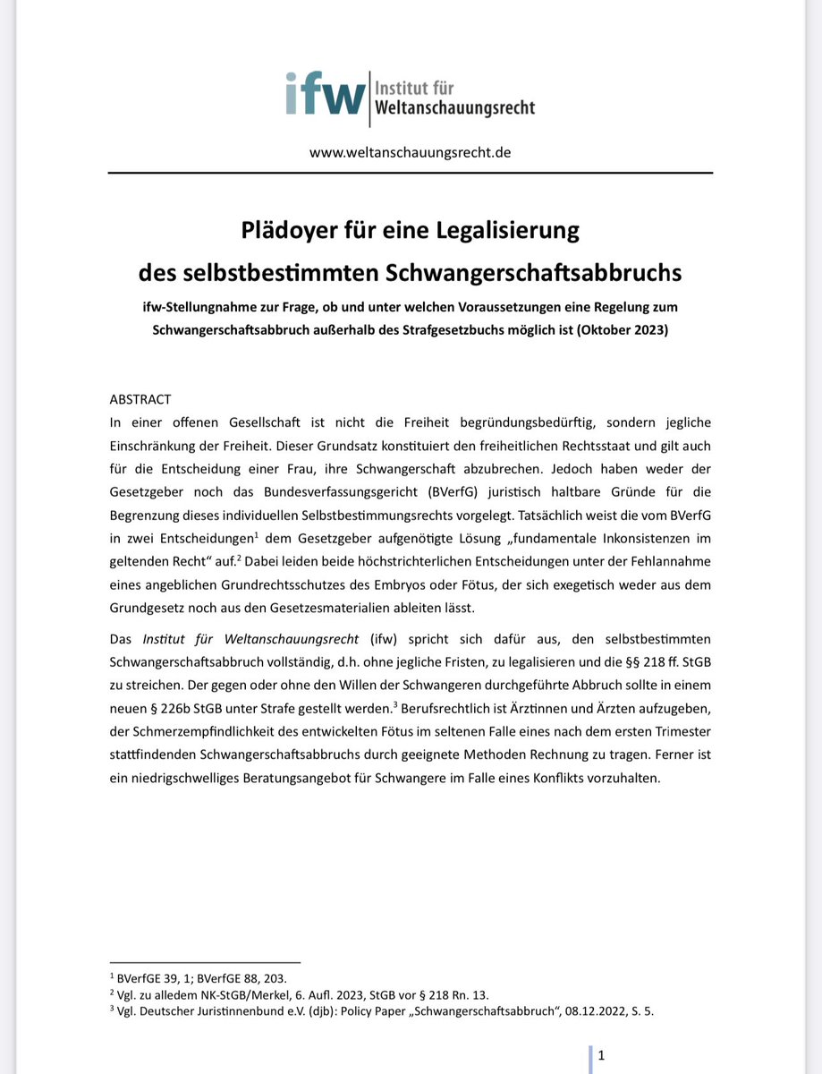 Heute vertritt unsere stellv. Direktorin @jeha2019 im Rahmen einer mdl. Anhörung bei der von der BReg eingesetzten Kommission zur reproduktiven Selbstbestimmung und Fortpflanzungsmedizin - AG1 in Berlin unsere Position zur Neuregelung des #Schwangerschaftsabbruch|s. 👇🏽 1/2