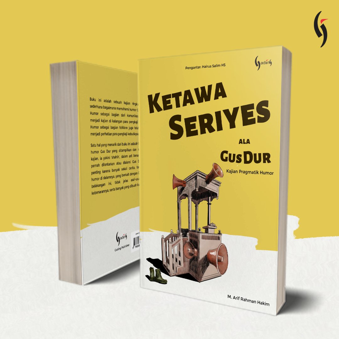 Penerbit_Gading's tweet photo. KETAWA SERIYES ALA GUS DUR: KAJIAN PRAGMATIK HUMOR
Penulis M. Arif Rahman Hakim
Editor Akhiriyati Sundari
Tebal: xviii+110 hlm,
Ukuran: 13x19 cm
Cetakan Pertama, Juli 2021
ISBN 978-623-96739-4-9
#ketawaseriyesalagusdur #gusdur #humorgusdur #arifrahmanhakim #gading https://t.co/JoQj2cnxhN