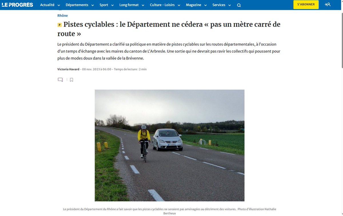 Il y a le département d'#IleEtVilaine. Et puis il y a le département du #Rhône. #SolutionVélo #Cyclabilité #SécuritéRoutière #Ilnefautpasopposerlesmodes