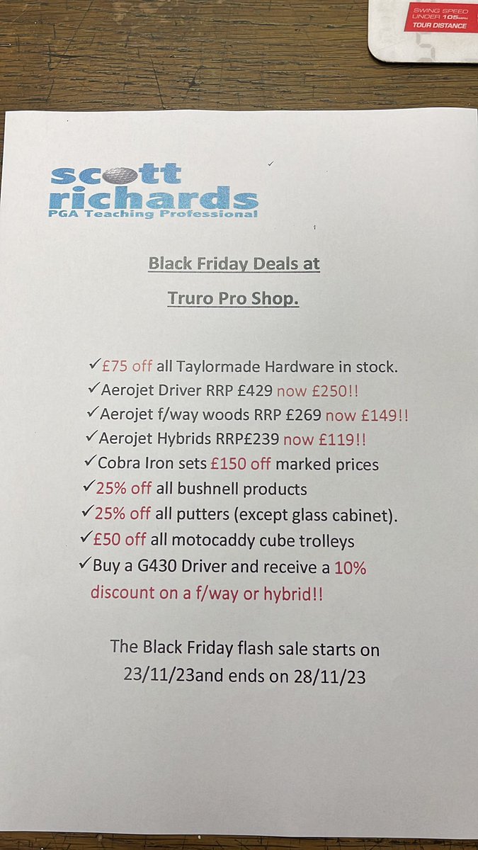 Back friday deals start here today <a href="/TruroGolfClub/">TruroGolfClub</a> #BlackFriday2023 #taylormade #ping
