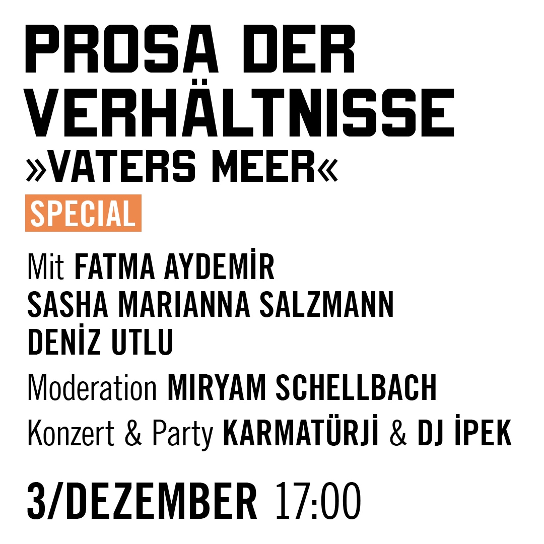 Zur Jubiläumsausgabe von Prosa der Verhältnisse am 3/Dez stellt <a href="/DenizUtlu/">Deniz Utlu</a> zusammen mit Fatma Aydemir, Sasha Marianna Salzmann &amp; Miryam Schellbach seinen Roman VATERS MEER vor, der kürzlich mit dem bayerischen Buchpreis ausgezeichnet wurde✨
👉gorki.de/prosa-vaters-m…
<a href="/FESonline/">Friedrich-Ebert-Stiftung</a>