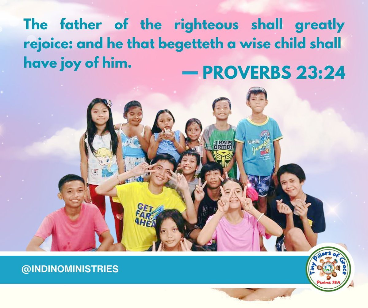 TheIndinos's tweet photo. Proverbs 23:24:
"The father of the righteous shall greatly rejoice: and he that begetteth a wise child shall  
have joy of him. "

#IndinoMinistries #ChildrensMinistry #Proverbs2324 #BibleTruths #MinistryMoments #FaithJourney https://t.co/FgxS7ZLEYh