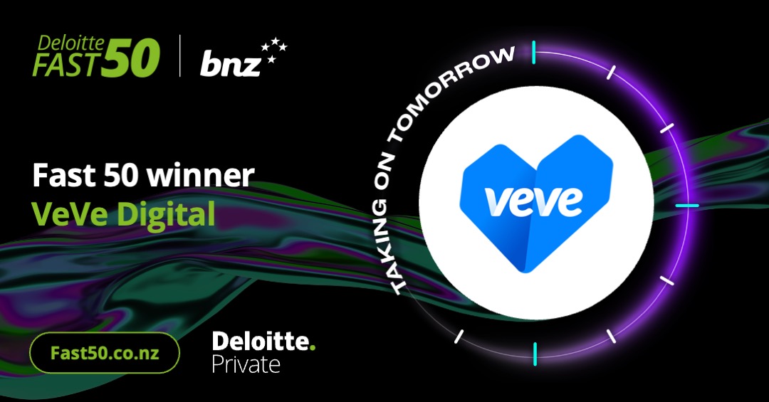 DeloitteNZ's tweet photo. Congratulations to the 2023 Deloitte Fast 50 winner, VeVe Digital! You can read about the @veve_official fast growth story in our e-zine released tomorrow - https://t.co/8HbanHI28g #NZFast50 #DeloitteFast50 https://t.co/lwJTSJbjwW
