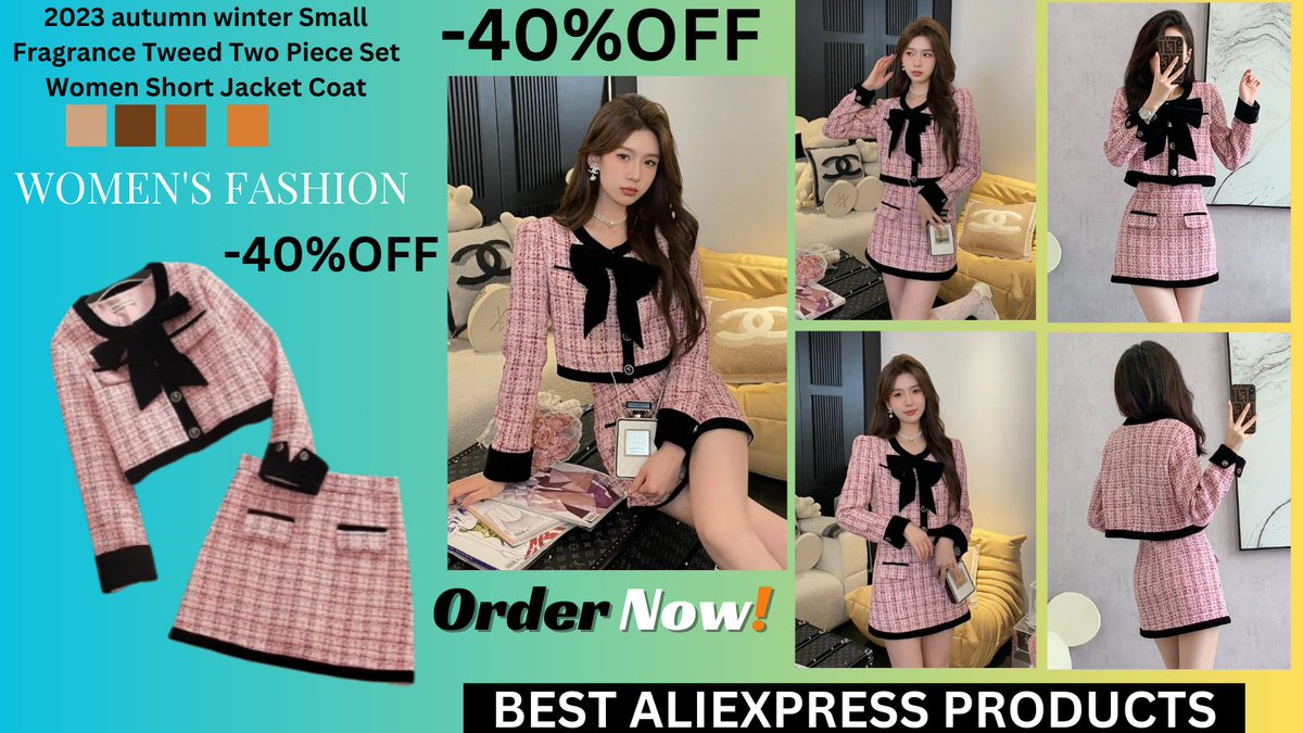 onlineshop765's tweet photo. 2023 autumn winter Small Fragrance Tweed Two Piece Set Women Short Jacket Coat + Skirt Suits Korean 2 Piece Sets Women Outfit  

Visit the Website  : https://t.co/E0shT45VDb… 

#shortjacket #jackets #jacketstyle #women #jacket #womenjackets #AliExpress 
@FashionMonUSA https://t.co/0ph0lFxc5A