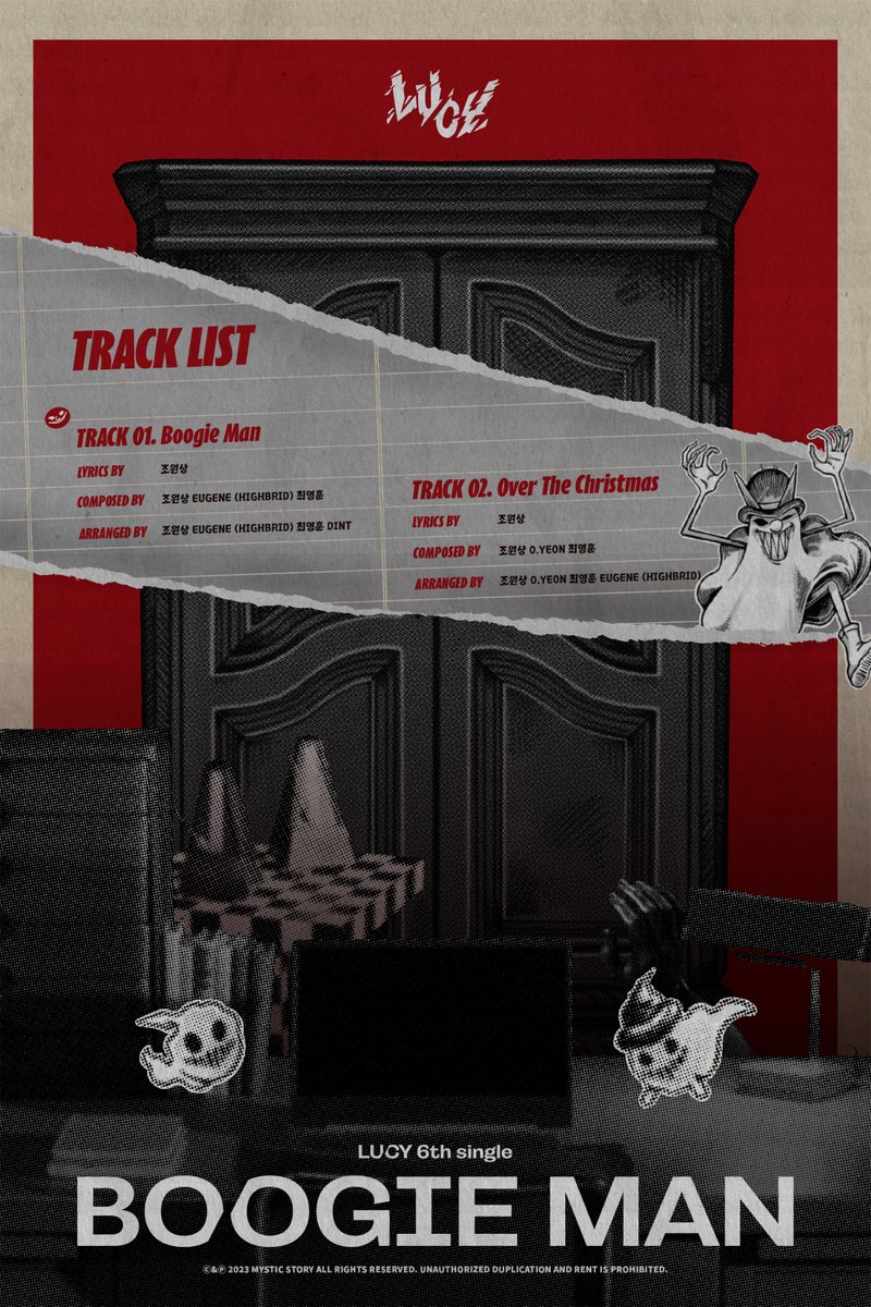 BANDLUCY_mystic's tweet photo. [#LUCY] 6th Single 'Boogie Man'
Track List

Track 01. Boogie Man
Track 02. Over The Christmas

2023.12.05 6PM (KST)

#루시 #BoogieMan #부기맨 #신예찬 #최상엽 #조원상 #신광일 https://t.co/LOPuZGwg2Y