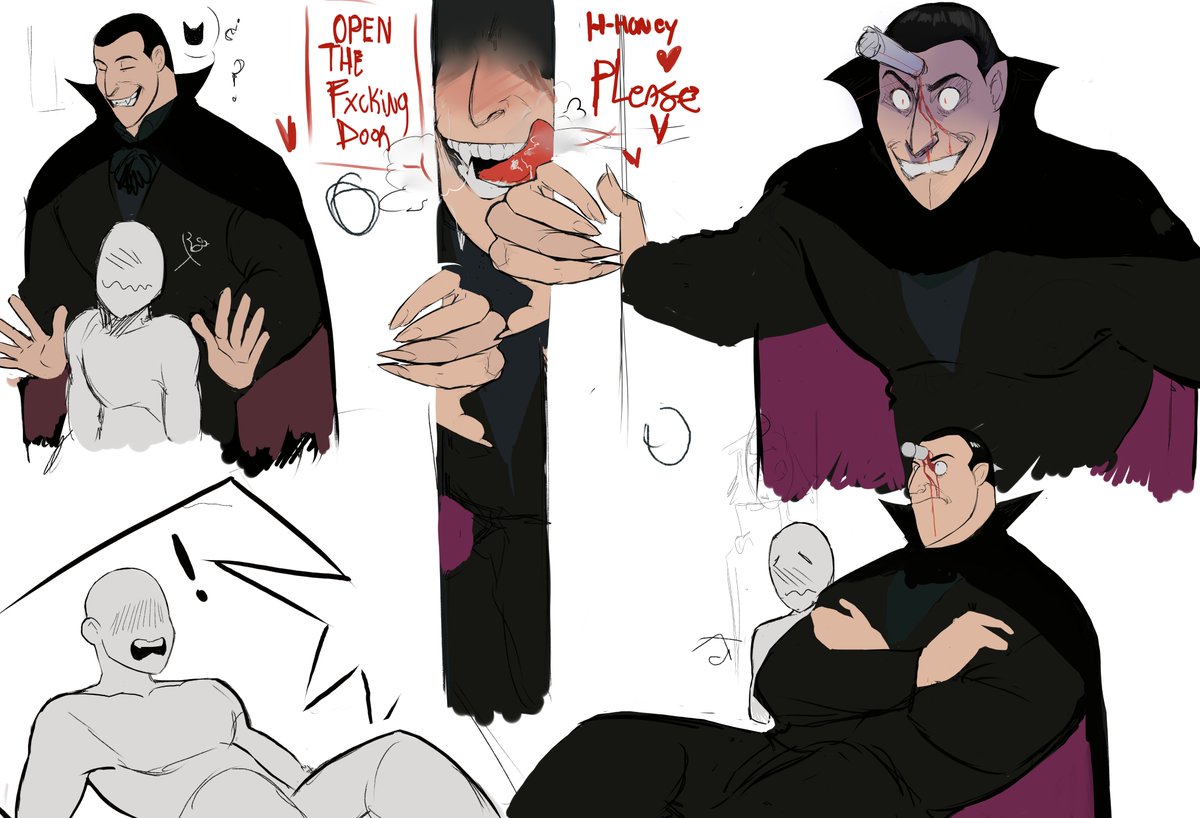 infestedcake's tweet photo. My headcanon is that if you play cat and mouse with Drac he goes to his original hungry version. Sorry. WIP https://t.co/HlSTUqU4C0